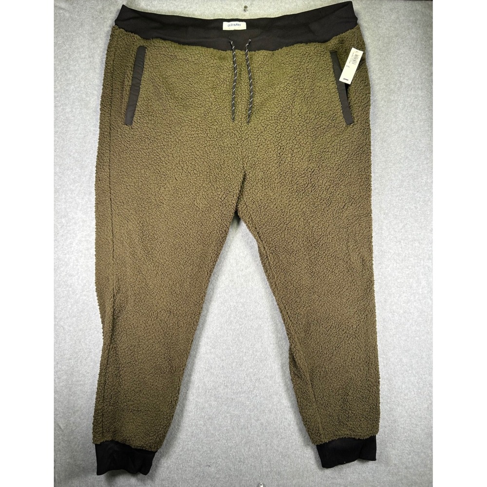 Old Navy Mens XXL Sherpa Fleece Joggers Olive Green 484041-01-1 Sweatpants NWT